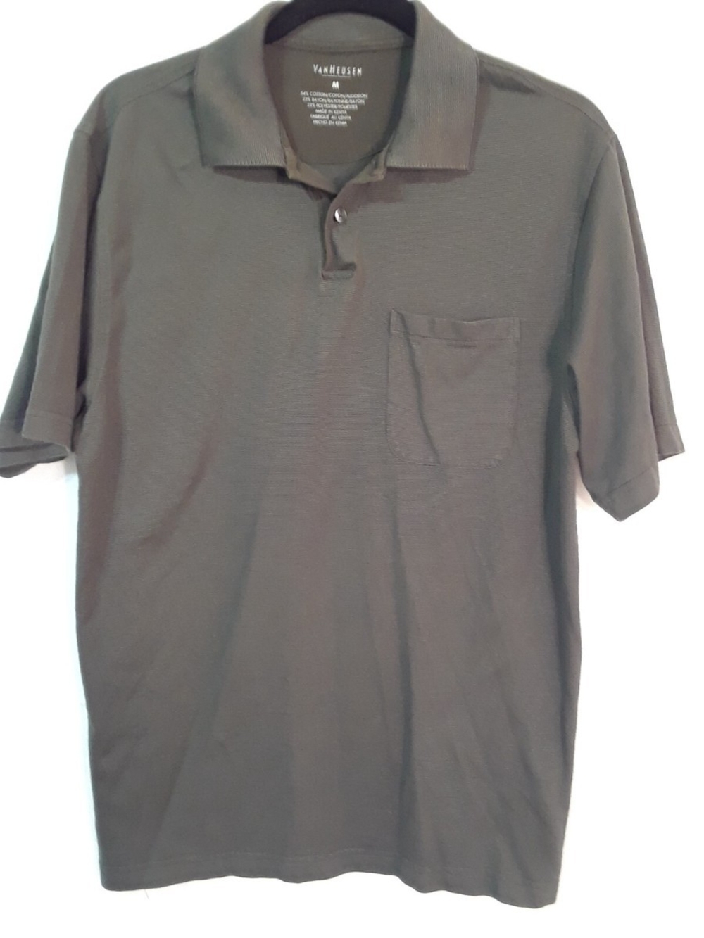 Van Heusen Men's Grey Short-Sleeve Polo with Chest Pocket